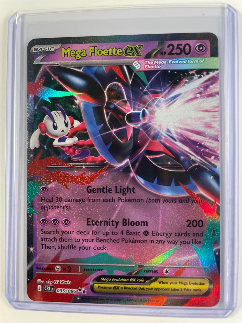 Pokemon Mega Floette EX Card — Purple, Pink, Black, Blue